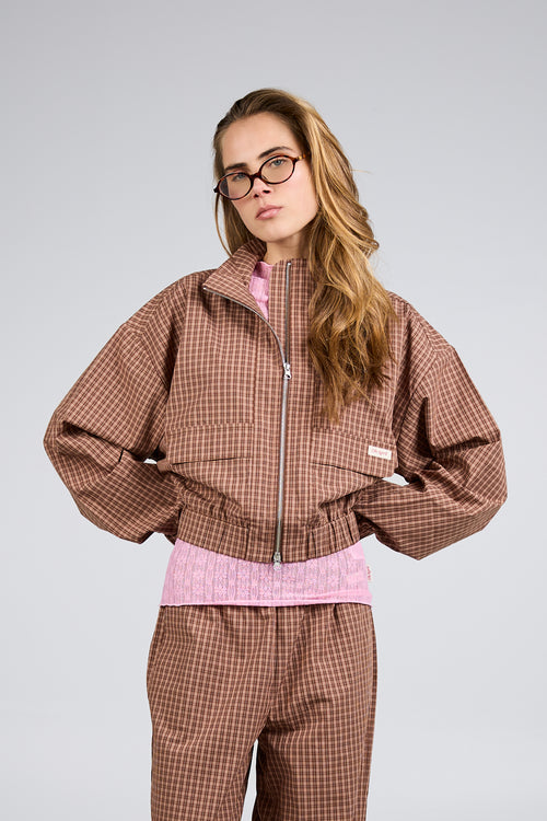 Zoe Bomber Jacket Cocoa Dust Check