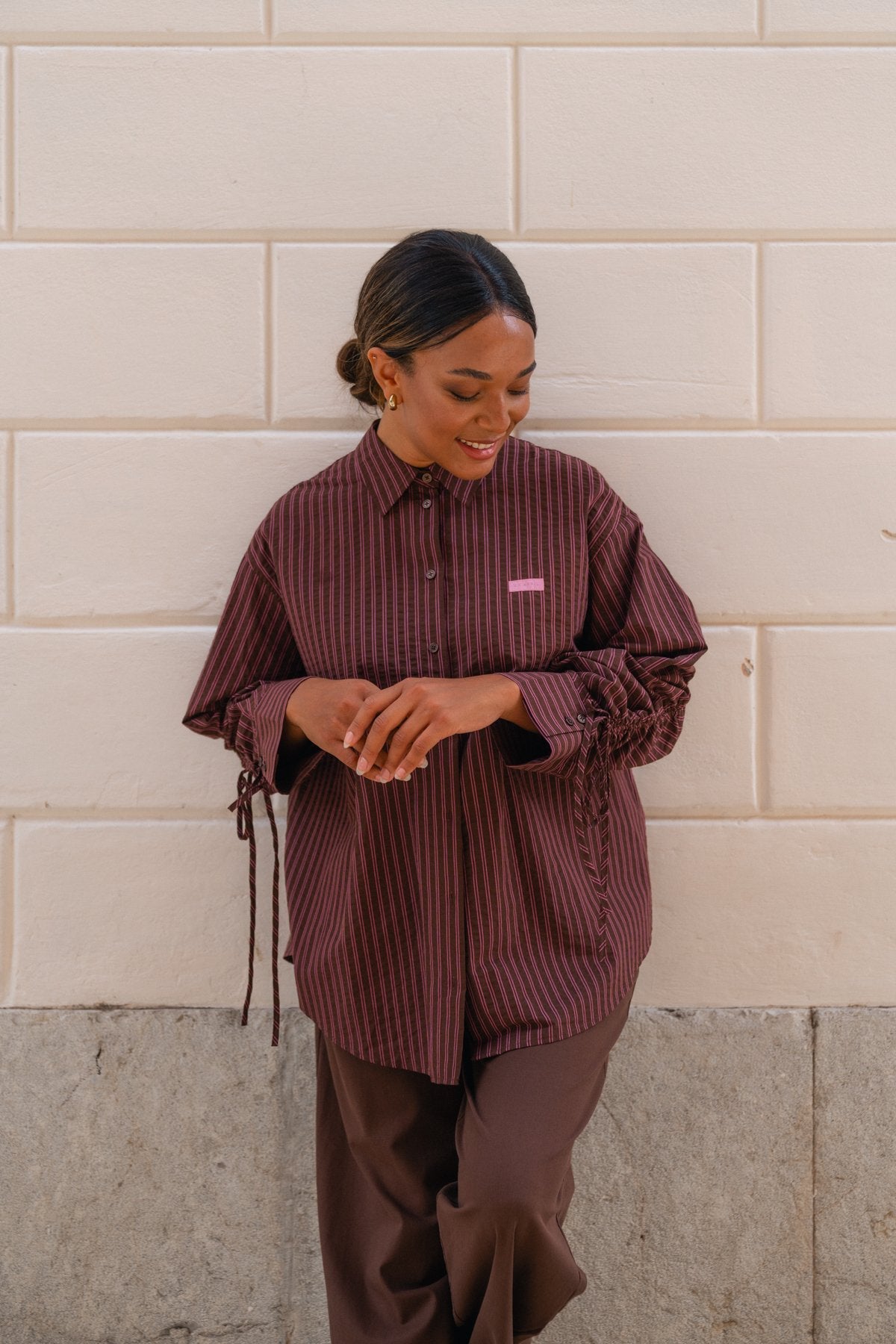 Alessa Blouse Dark Brown Stripe