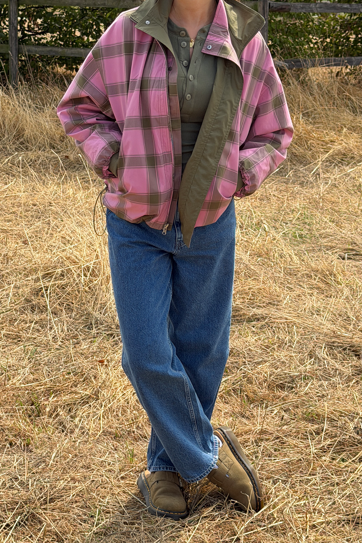 Amine Reversible Jacket Olive/Olive Check