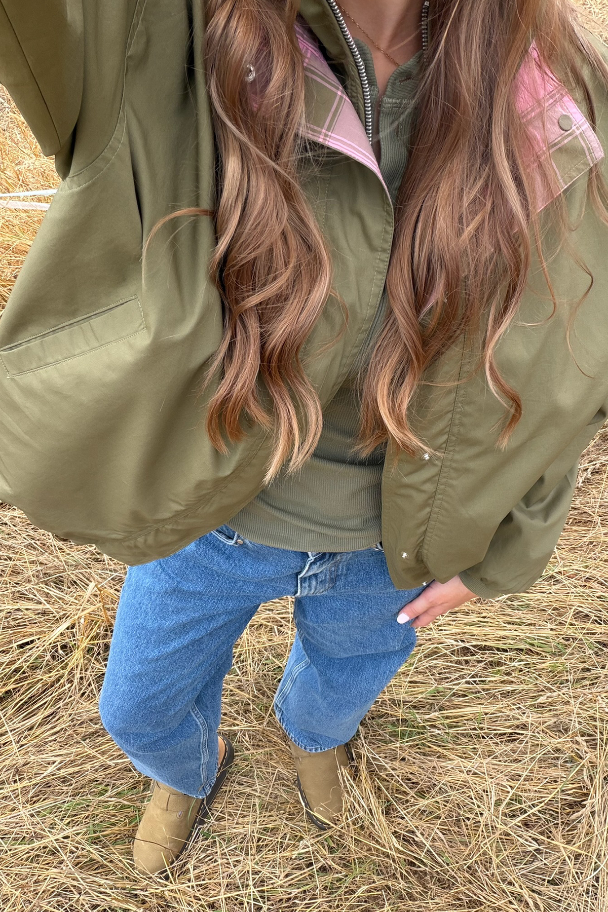 Amine Reversible Jacket Olive/Olive Check