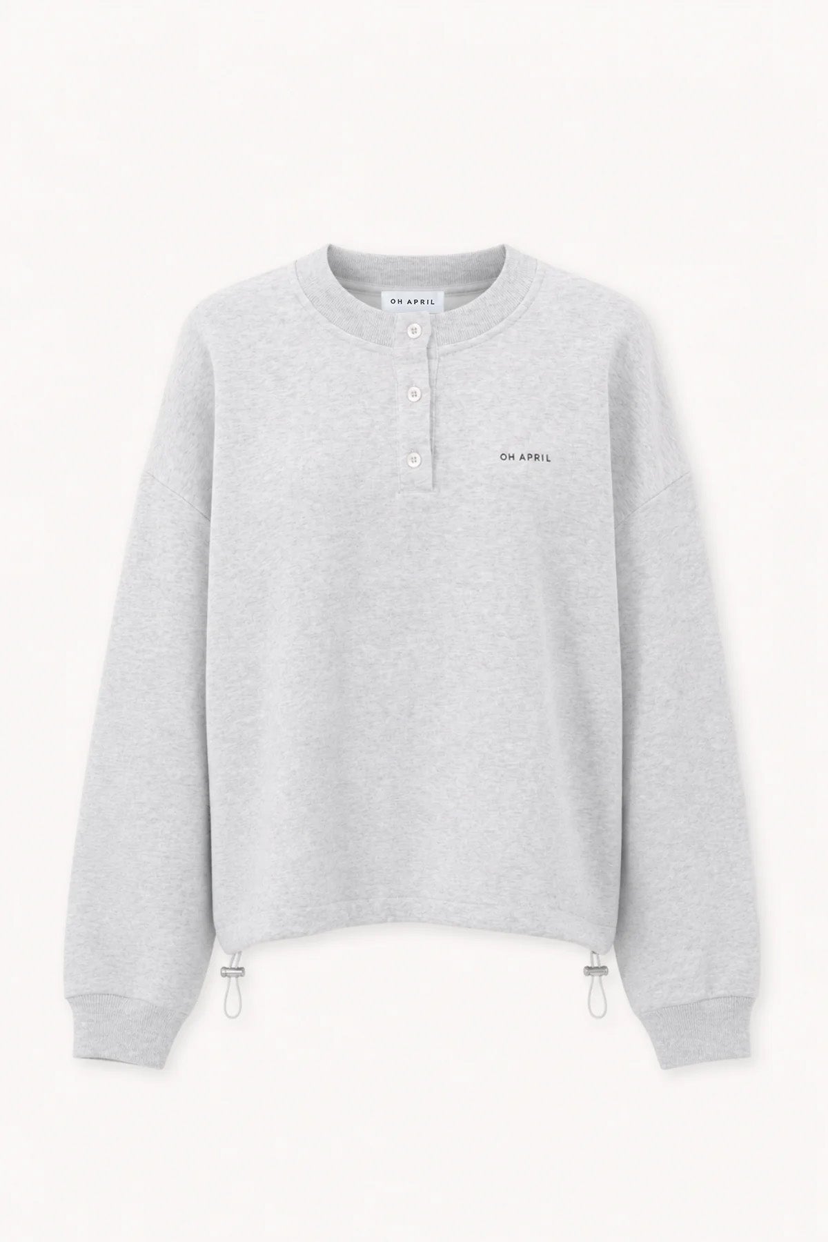Boxy Sweatshirt mit Kordelzug – Grey Melange