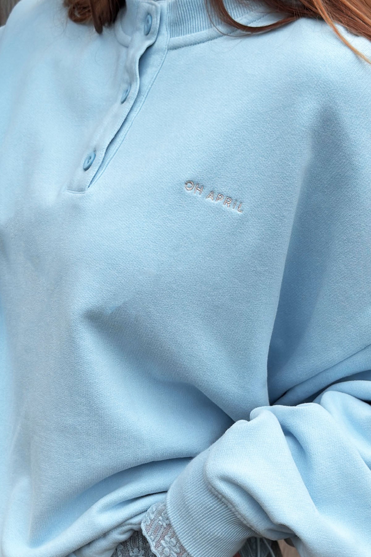 Boxy Sweatshirt mit Kordelzug – Sky Blue