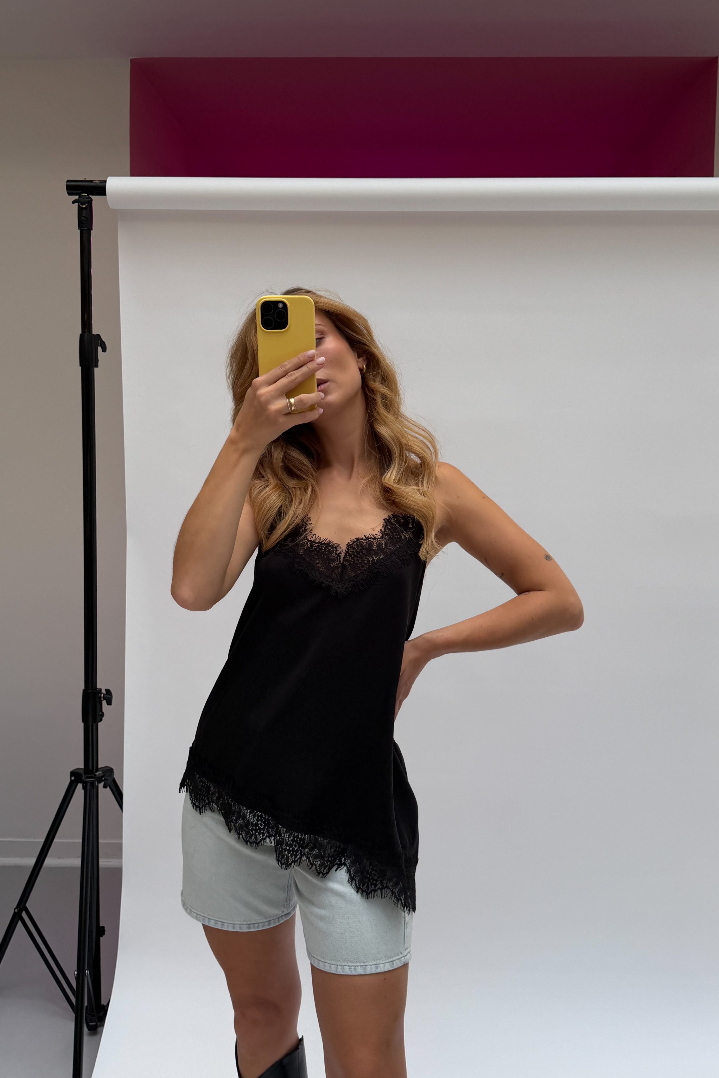 Tami Satin Top Black