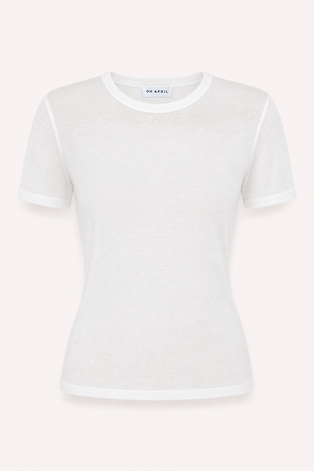 Slim Fit T-Shirt aus Modal-Mix – Off White