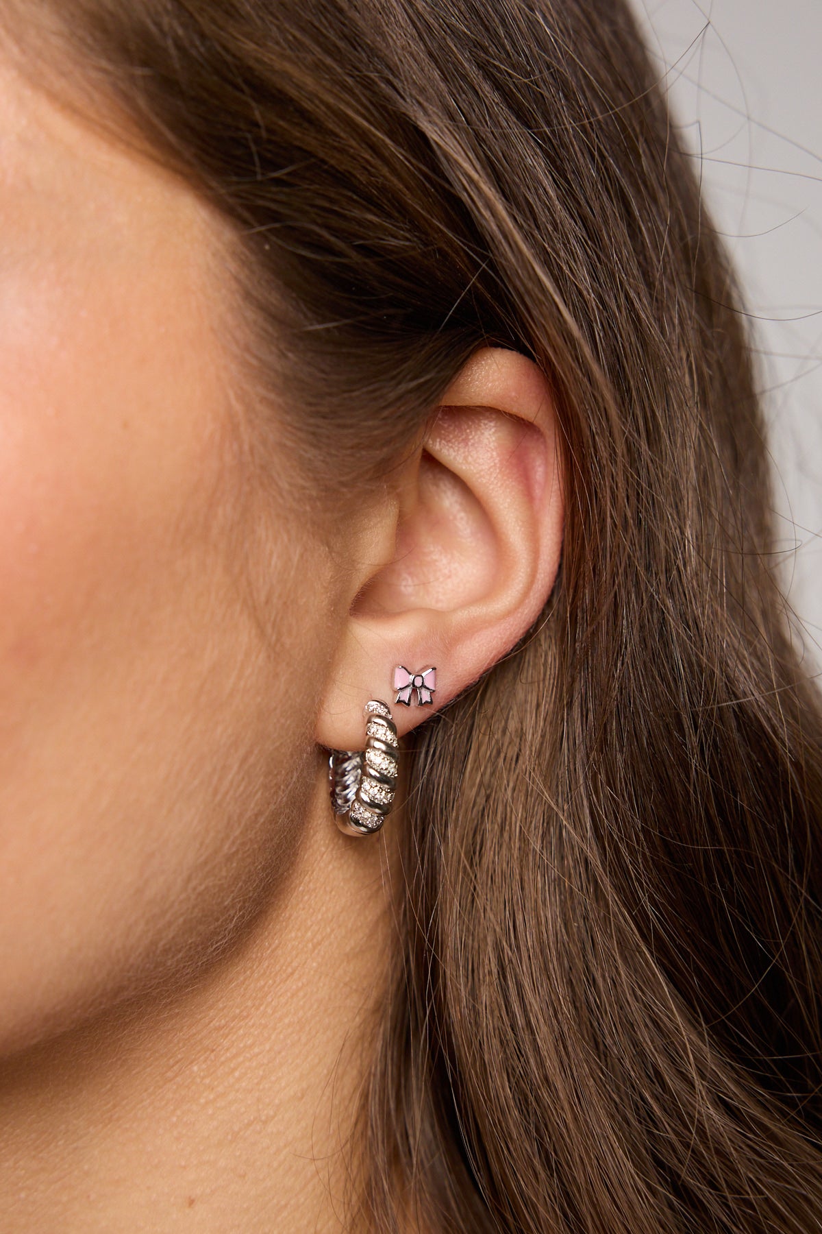 Bow Studs Rose Silber