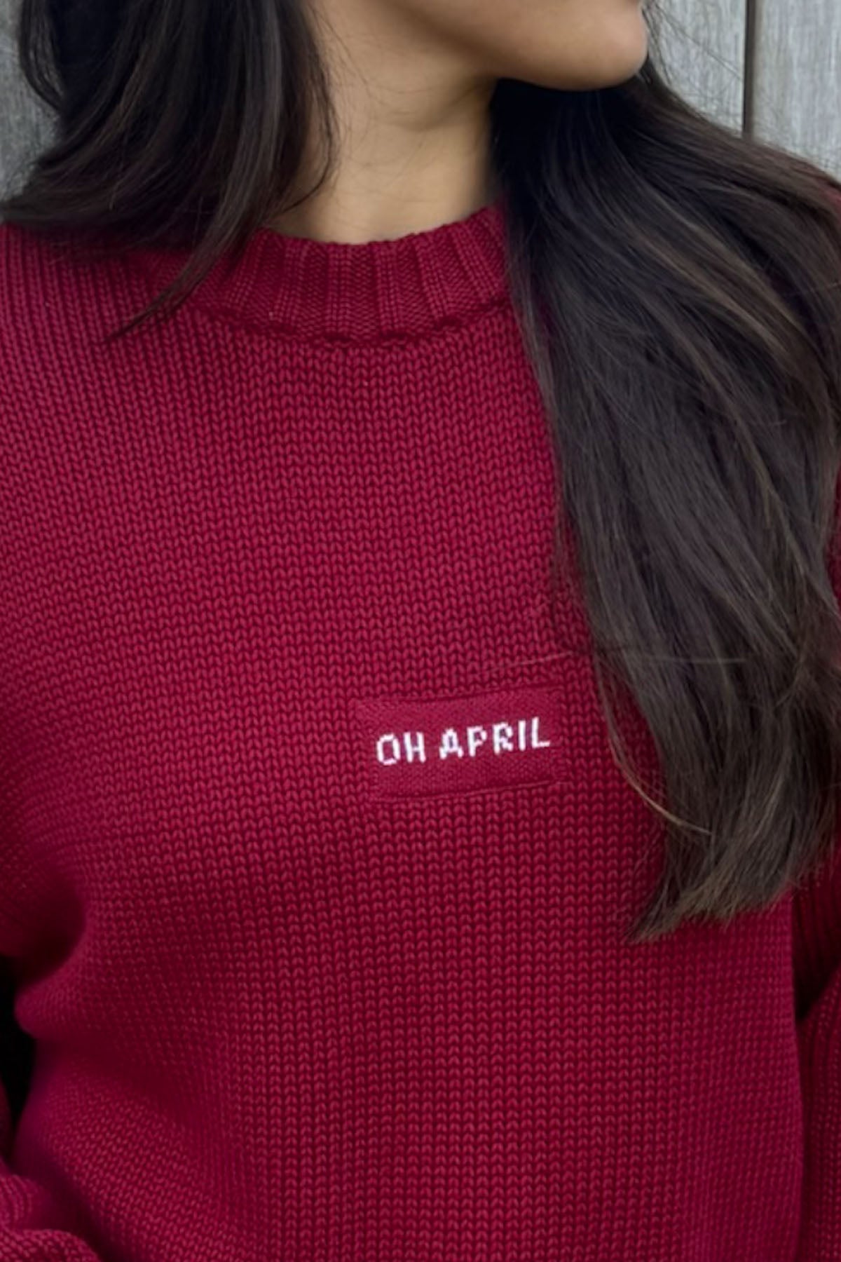 Oversized Strickpullover aus Baumwolle – Cherry Red