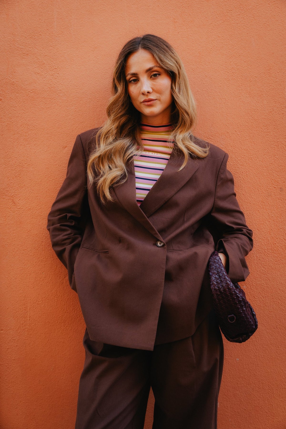 Isalie Asymmetric Blazer Dark Brown