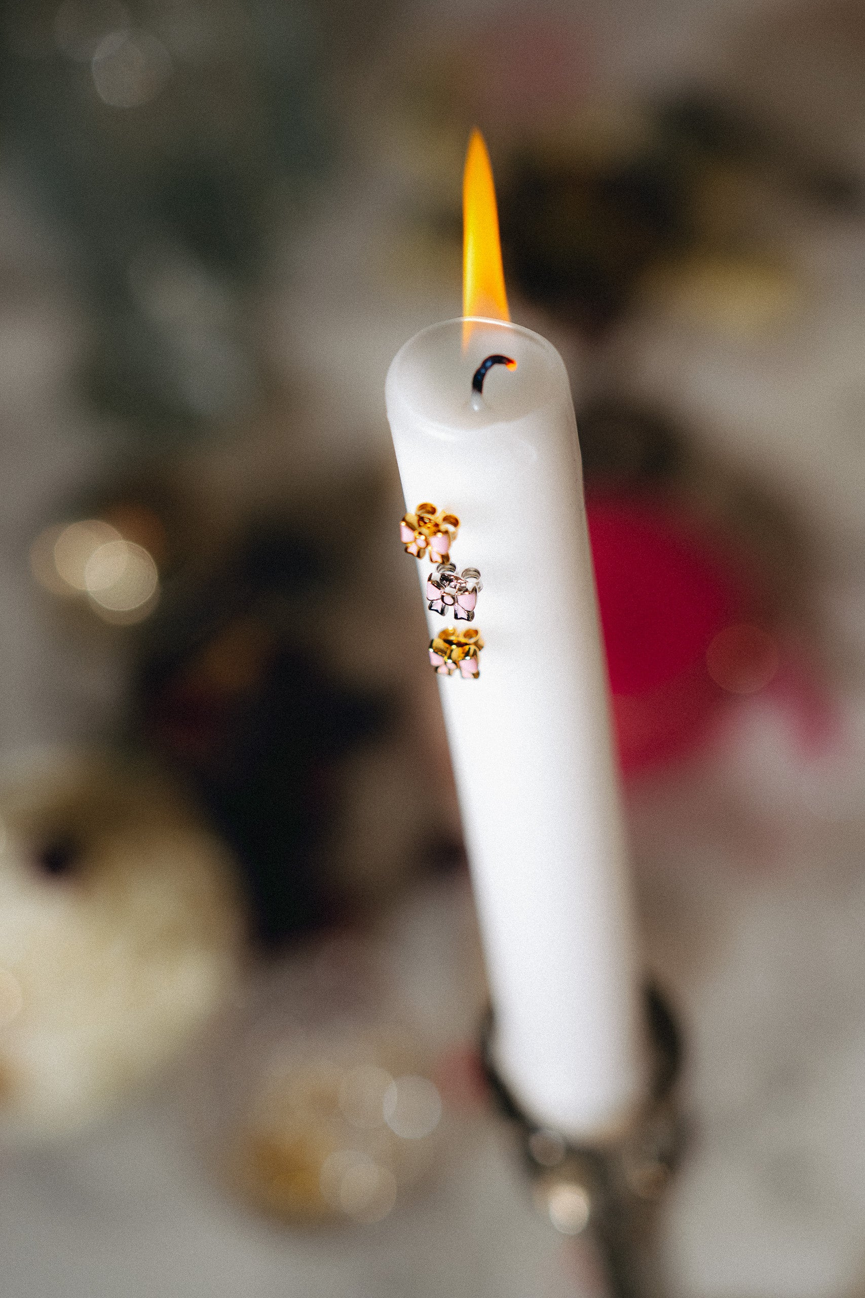 Bow Studs Rose Silber