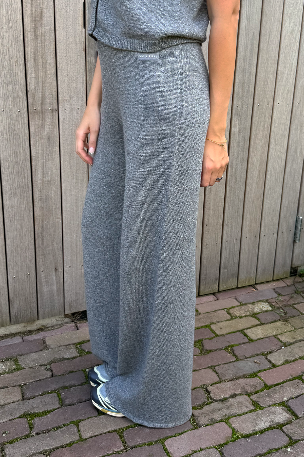 Wide Leg Strickhose aus Viskose-Merino-Mix– Grey Melange
