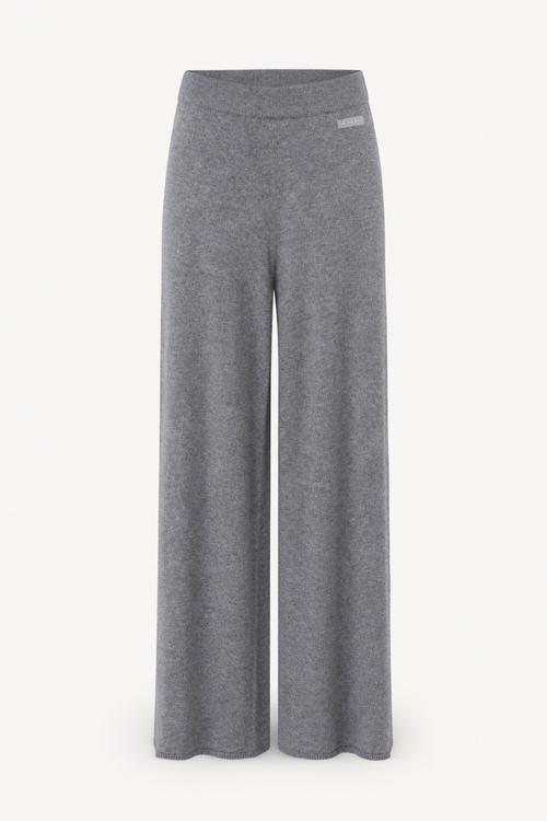 Wide Leg Strickhose aus Viskose-Merino-Mix– Grey Melange