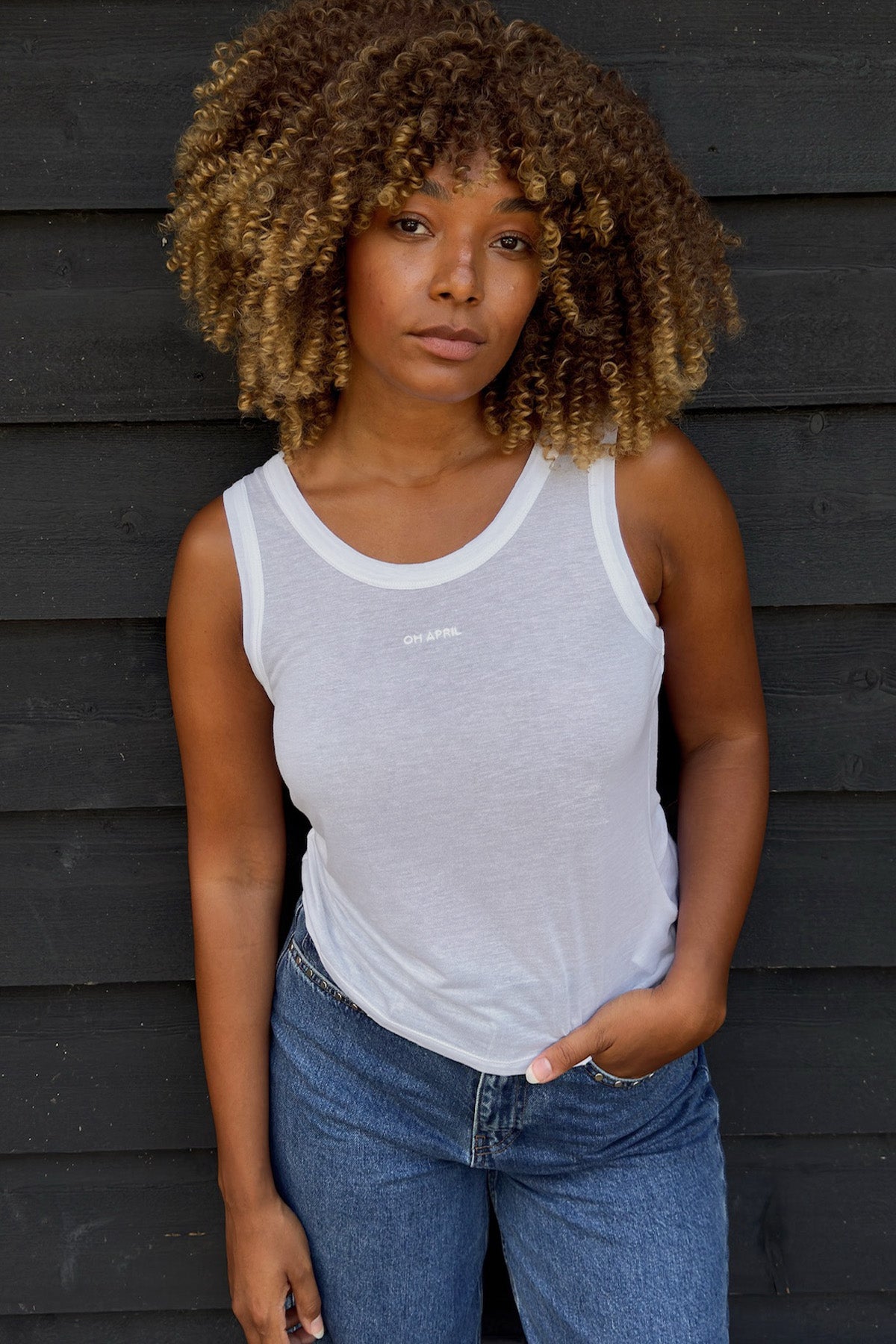 Slim Fit Tanktop aus Modal-Mix – Off White