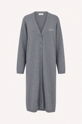 Langer Strickcardigan aus Viskose-Merino-Mix – Grey Melange