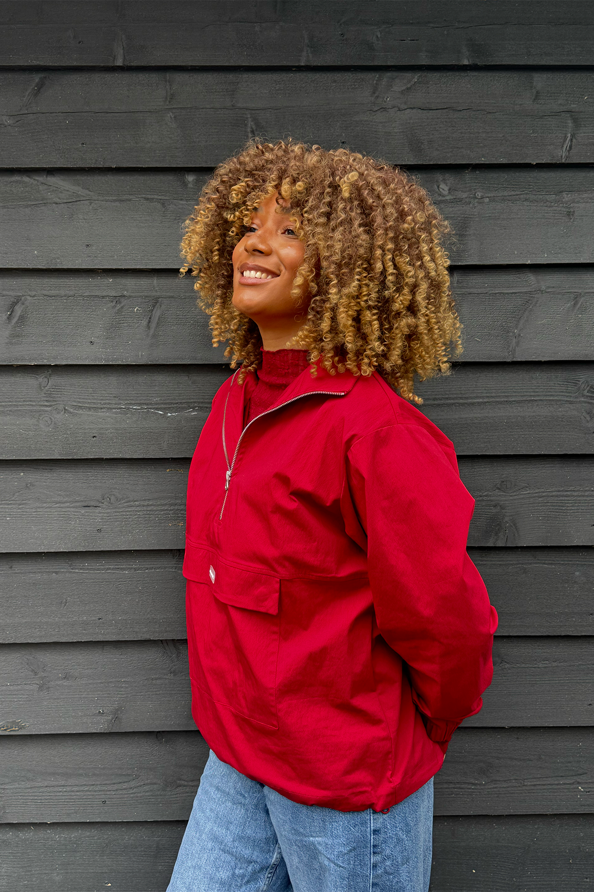 Windbreaker mit Kordelzug – Cherry Red