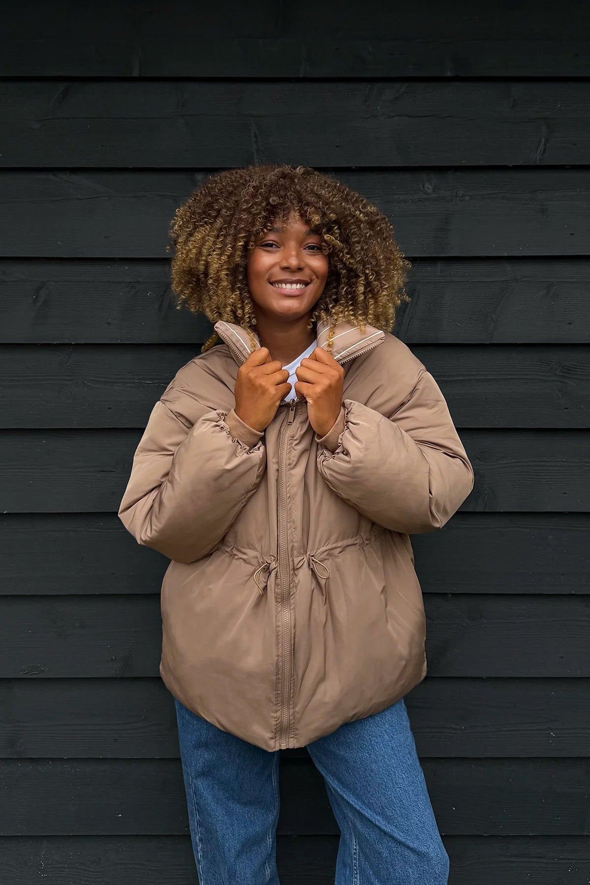 Wendbare Puffer Jacket – Taupe