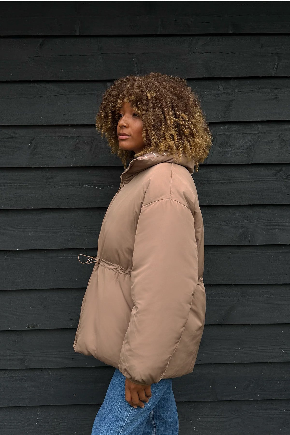 Wendbare Puffer Jacket – Taupe