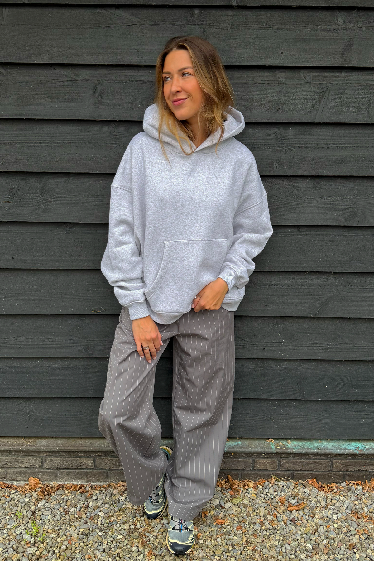 Oversized Hoodie mit OH APRIL Stickerei – Grey Melange