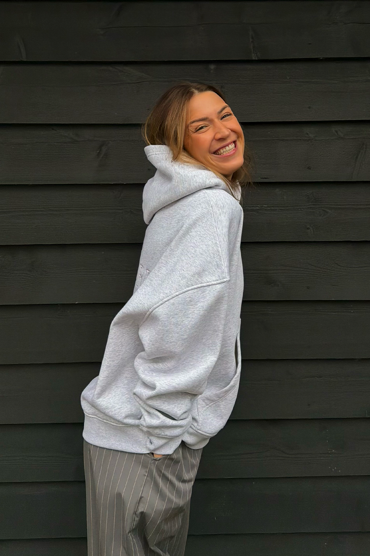 Oversized Hoodie mit OH APRIL Stickerei – Grey Melange