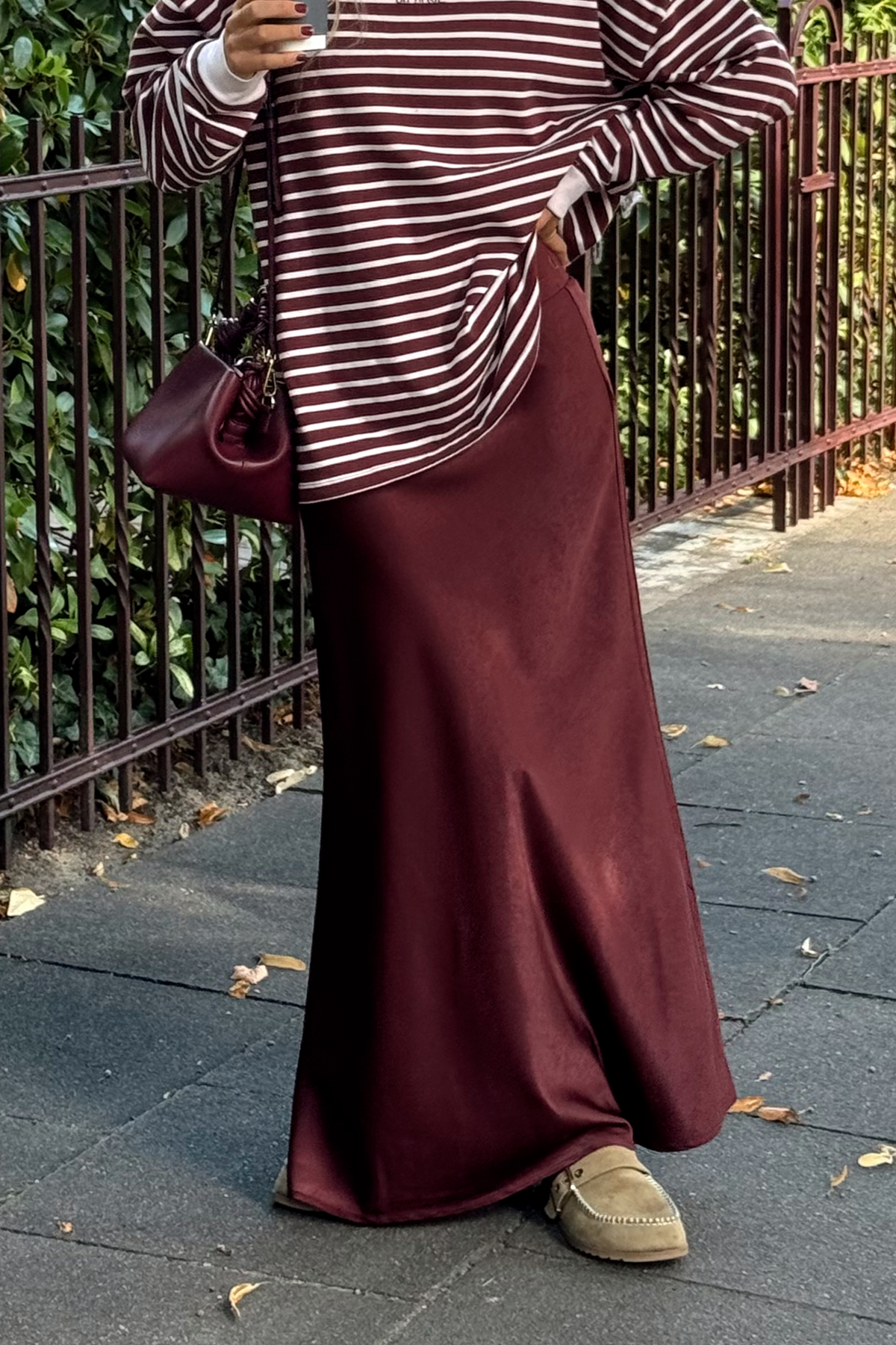 Jaelynn Satin Skirt Cherrywood