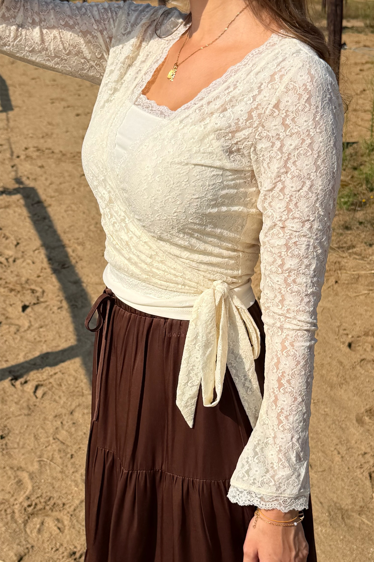 Sylva Lace Wrap Cardigan Off White