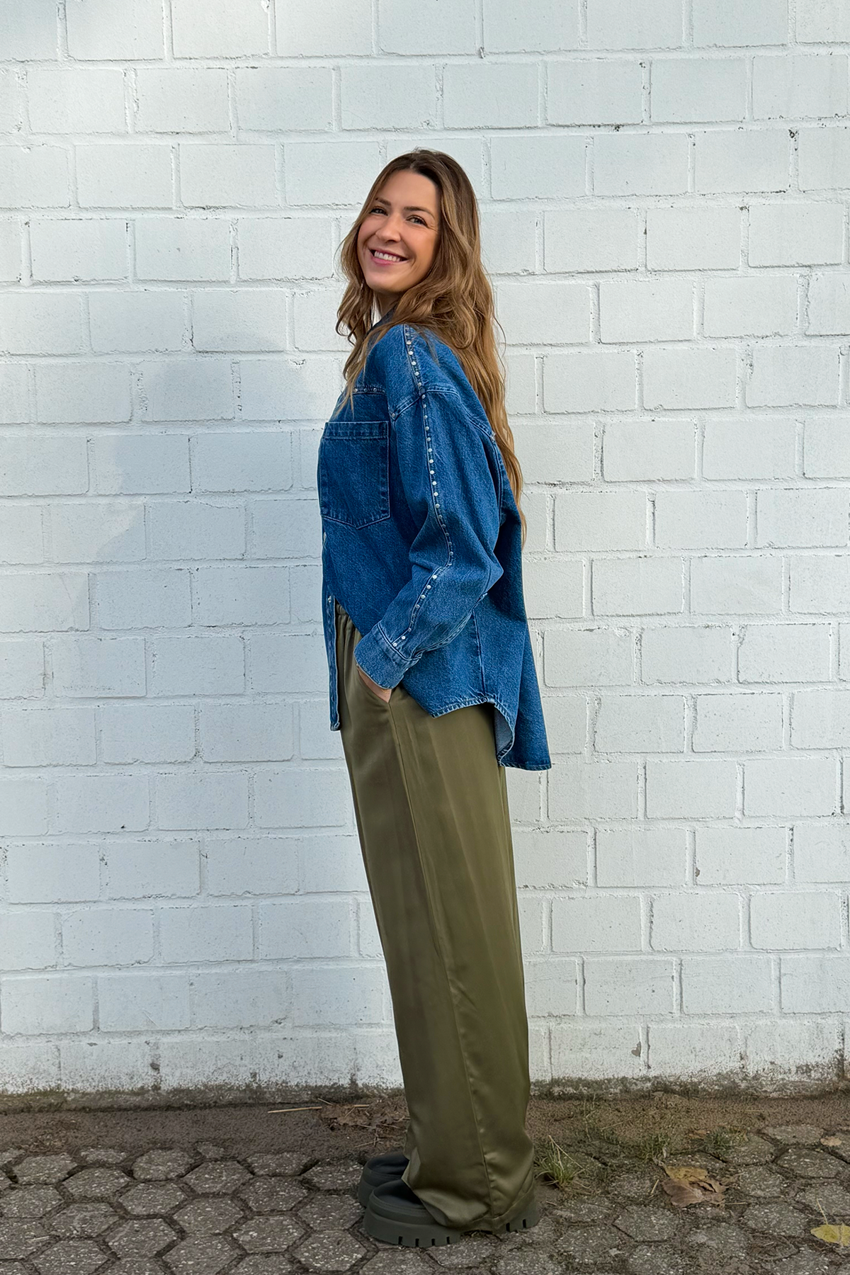 Verde Satin Pants Olive