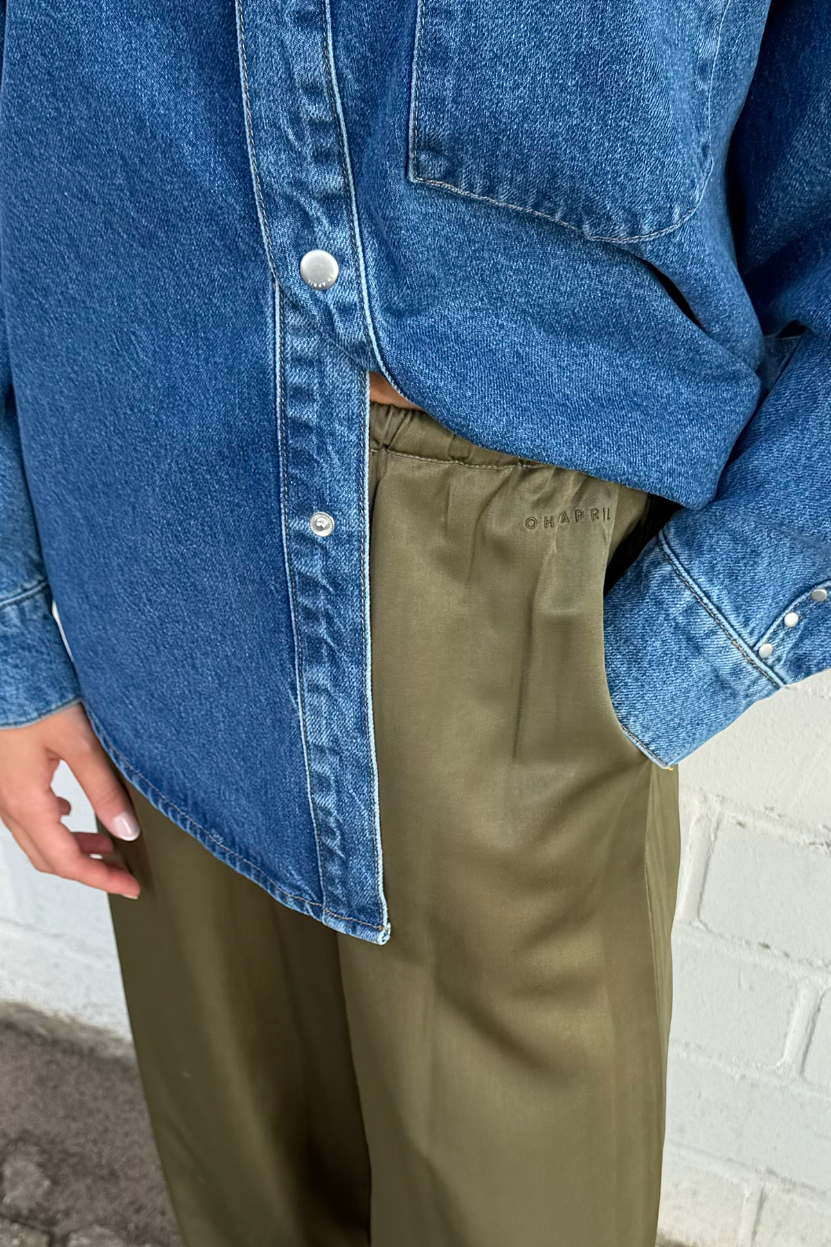 Verde Satin Pants Olive