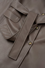 Ledermantel Grau/Braun
