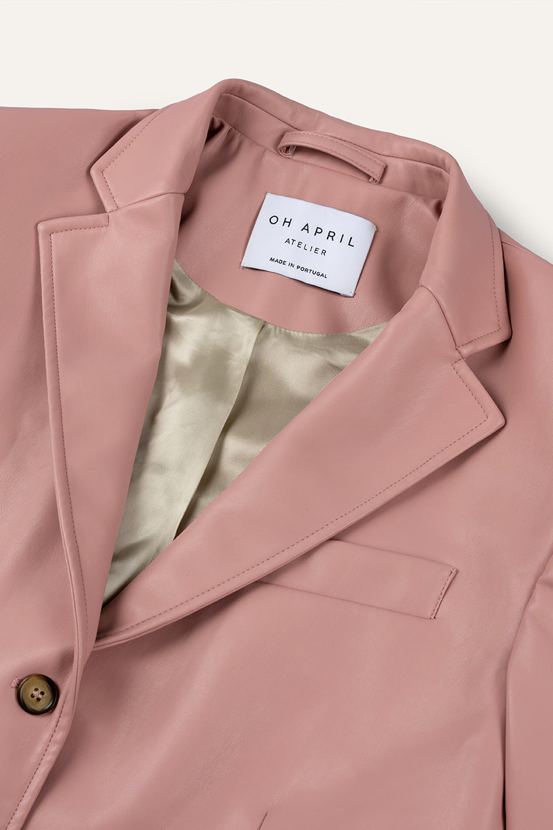 Lani Oversized Blazer Vegan Leather Rose
