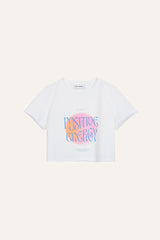 Justine Cropped T-Shirt Energy White/Pink