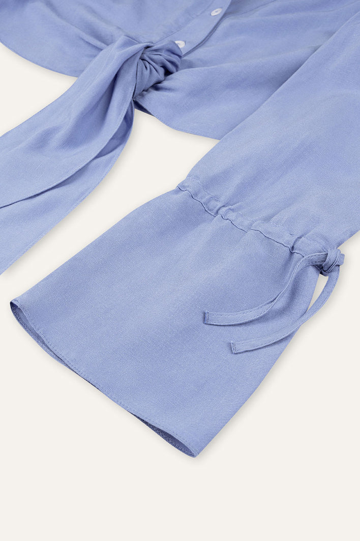 Solène Knot Blouse Azure Blue