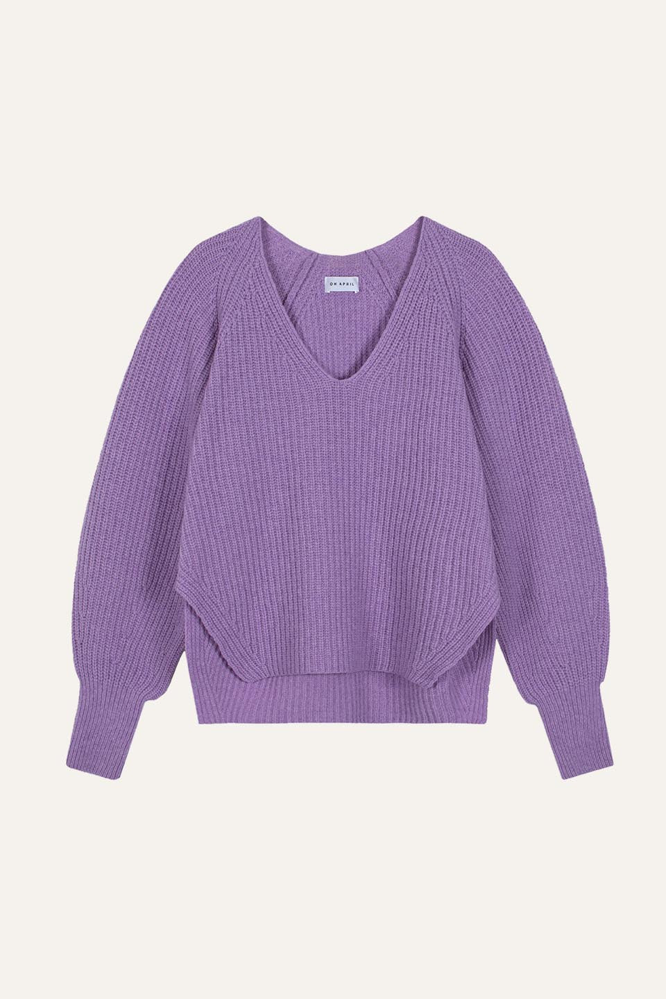 【SATIIIZ】Paz V-neck embroidery sweatshirt Harper Oversized V-Neck Lilac