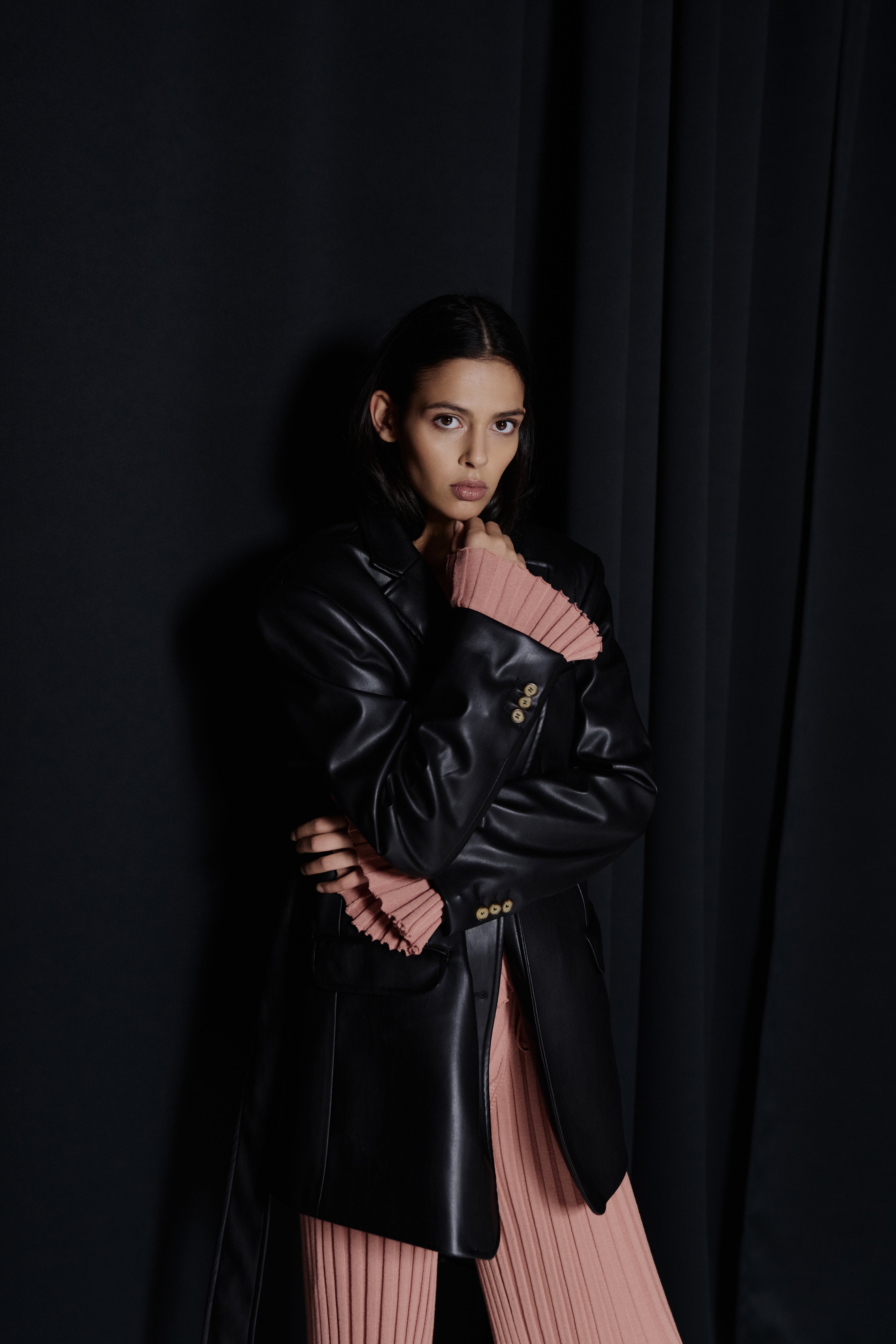 Lani Oversized Blazer Vegan Leather Black