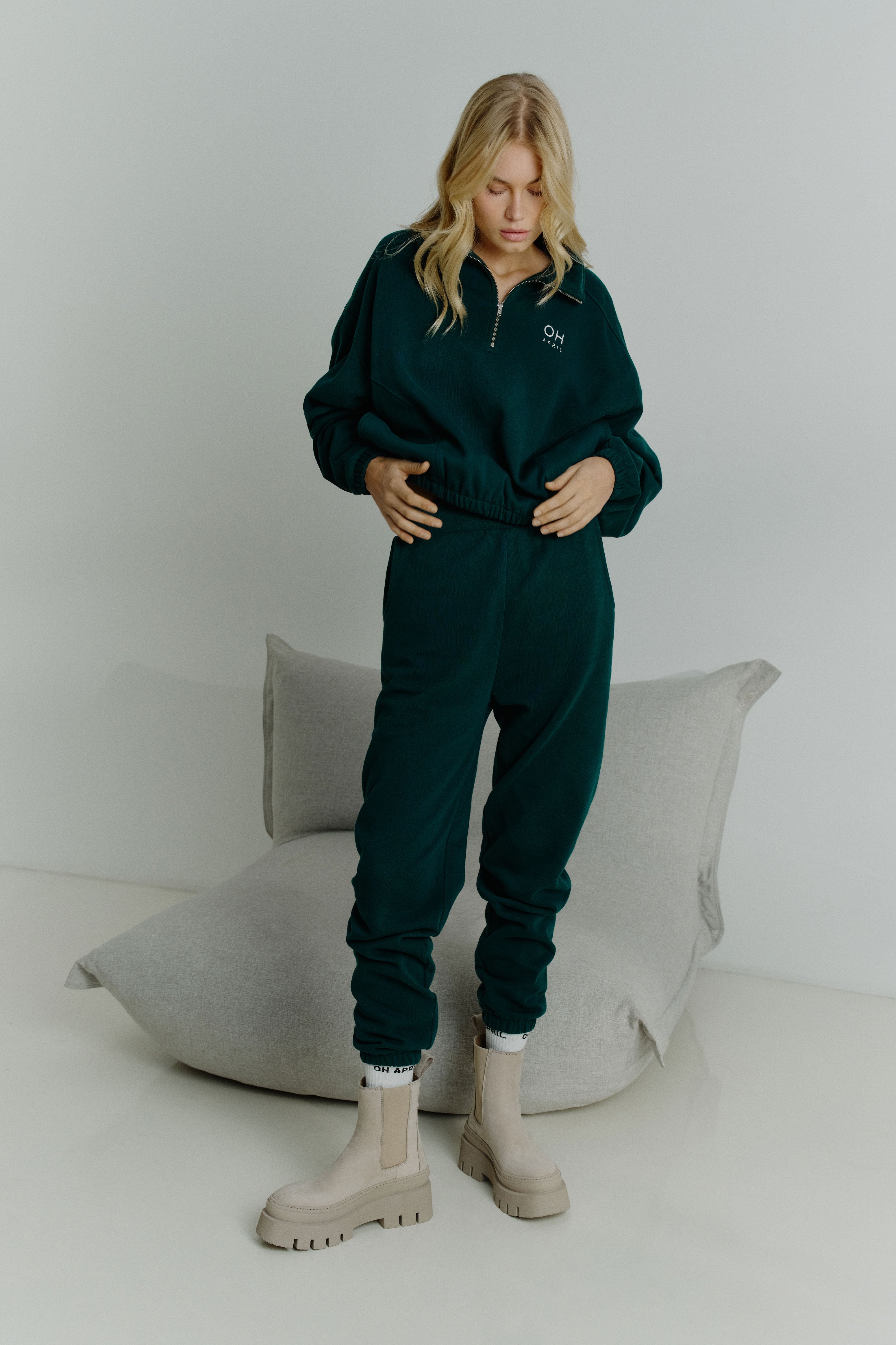 Evie Zipper Sweater Forest Green