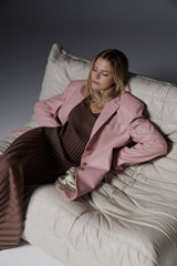 Lani Oversized Blazer Vegan Leather Rose