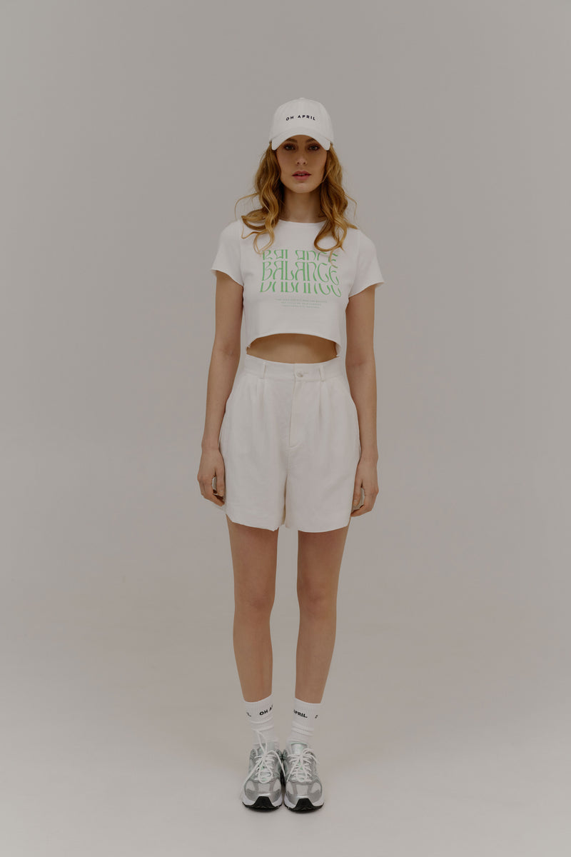 Justine Cropped T-Shirt Balance White/ Green